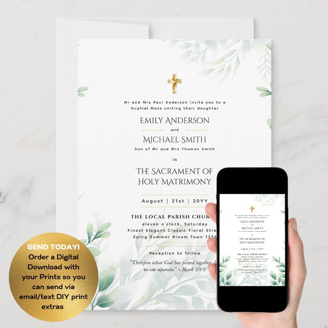 Invitation Mariage de la messe nuptiale Feuille (Créateur téléchargé)