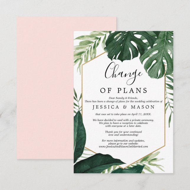 Invitation Mariage de la Monstère tropicale reportée Faire-pa (Devant / Derrière)