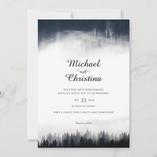 Invitation Mariage de la nature de la forêt d'épinette brune (Devant)