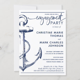 Invitation Mariage de la partie d'engagement Ancre nautique
