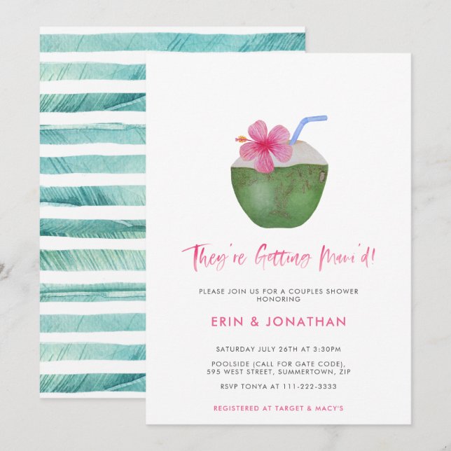 Invitation Mariage de la partie d'engagement Couples de lit D (Devant / Derrière)