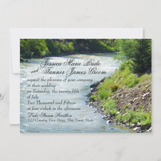Invitation Mariage de la photographie du lac Stream Nature (Devant)