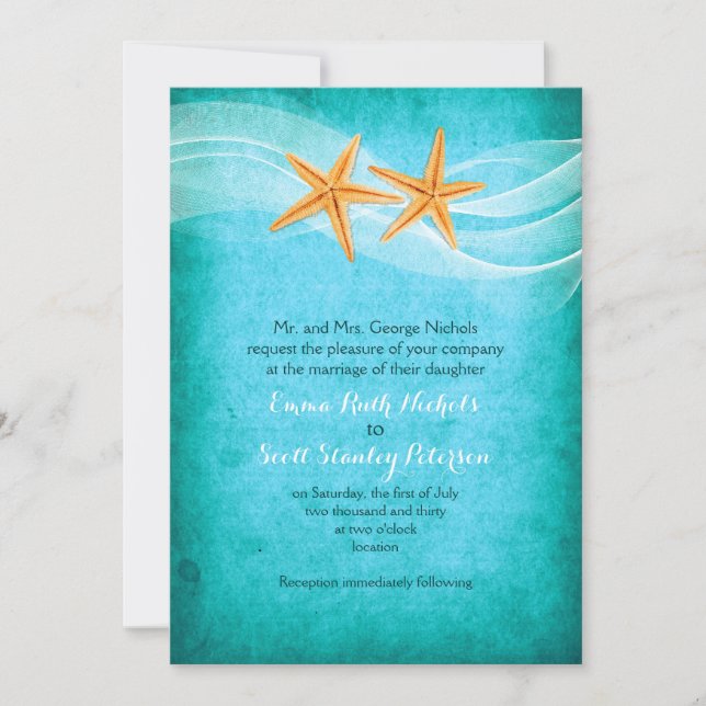 Invitation Mariage de la plage de destination turquoise de la (Devant)