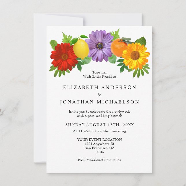 Invitation Mariage de la poste de jardin Floral Citrus (Devant)