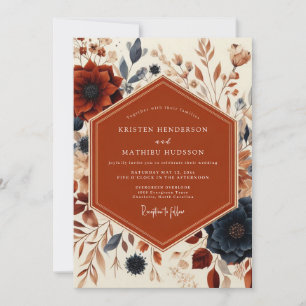 Invitation Mariage de la récolte florale rouille
