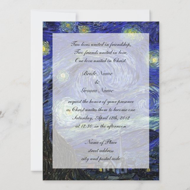 Invitation mariage de la religion, van Gogh nuit étoilée (Devant)