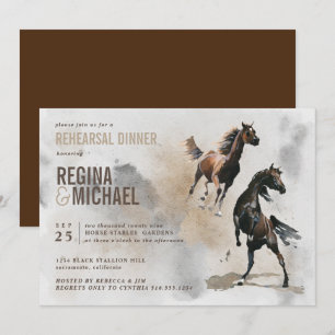 Invitation Mariage de la répétition de l'aquarelle du Cheval 