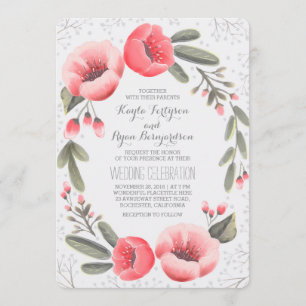 Invitation Mariage de la respiration de la couronne rose flor