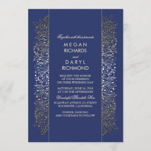 Invitation Mariage de la respiration Vintage de l'or et de la