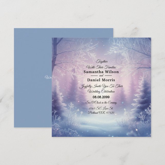 Invitation Mariage de la Snowfall de Lavande (Devant / Derrière)