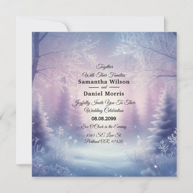Invitation Mariage de la Snowfall de Lavande (Devant)