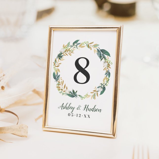 Invitation Mariage de la table Green Gold Floral (Créateur téléchargé)