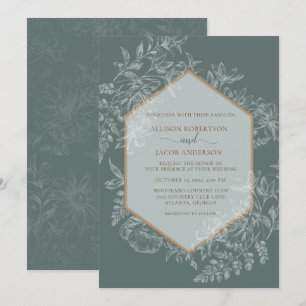 Invitation Mariage de la tapisserie géométrique verte Sage