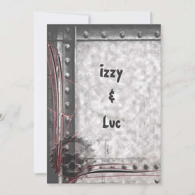 Invitation Mariage de la tête d'engrenage Rokabilly Grunge Go (Devant)