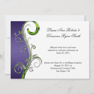 Invitation Mariage de la tige ornée d'argent violet et vert