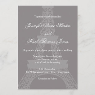 Invitation Mariage de la tour Eiffel du Titane et du Paris Bl