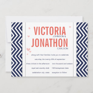 Invitation Mariage de la typographie de Zag de la marine cora