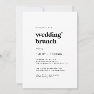 Invitation Mariage de la typographie noire moderne Brunch