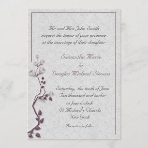 Invitation Mariage de la vigne florale de prune