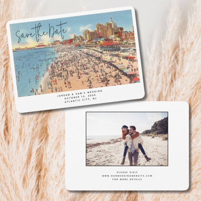 Invitation Mariage de la ville d'Atlantique Vintage Enregistr (Atlantic City Save the Date Vintage Postcard)