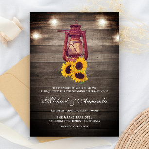 Invitation Mariage de lanterne à huile de tournesol en bois r