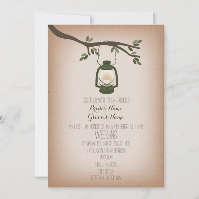 Invitation Mariage de lanterne de camping écologique inspiré  (Devant)