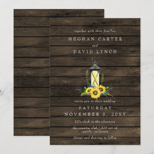 Invitation Mariage de lanterne en bois de grange rustique