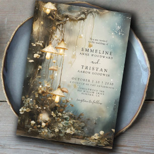 Invitation Mariage de lanternes à pendage de forêt enchantées