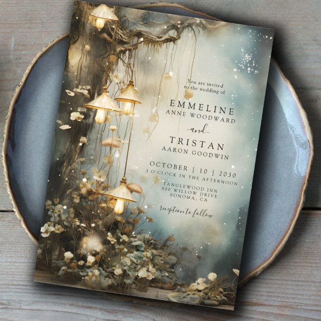 Invitation Mariage de lanternes à pendage de forêt enchantées (Créateur téléchargé)