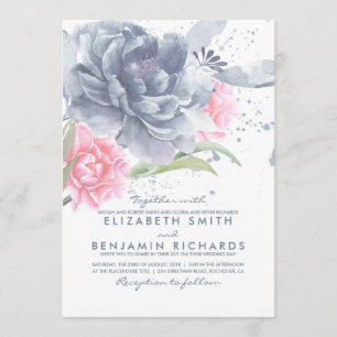 Invitation Mariage de l'aquarelle bleu et rose