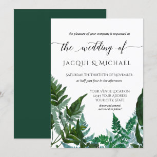 Invitation Mariage de l'aquarelle de la forêt de Ferne rassem