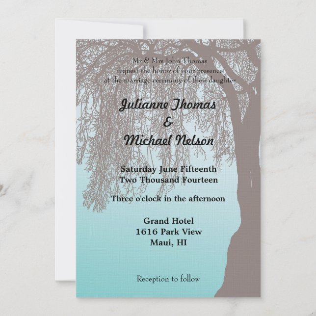 Invitation Mariage de l'arbre à saule de pleurs (Devant)