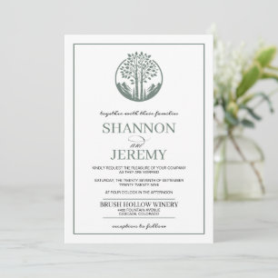 Invitation Mariage de l'arbre d'aspect vert Sage