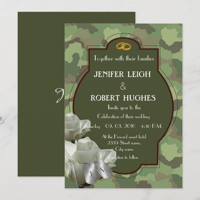 Invitation Mariage de l'armée romantique (Devant / Derrière)