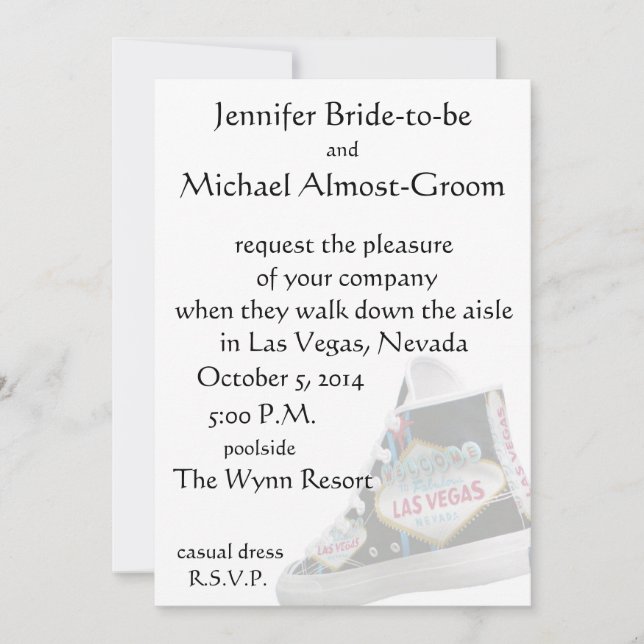 Invitation Mariage de Las Vegas : descendre l'allée (Devant)