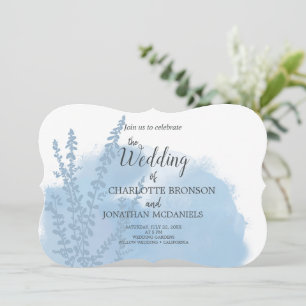 Invitation Mariage de lavage bleu céleste à l'aquarelle botan