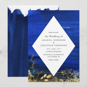 Invitation Mariage de lavage marine bleu et blanc