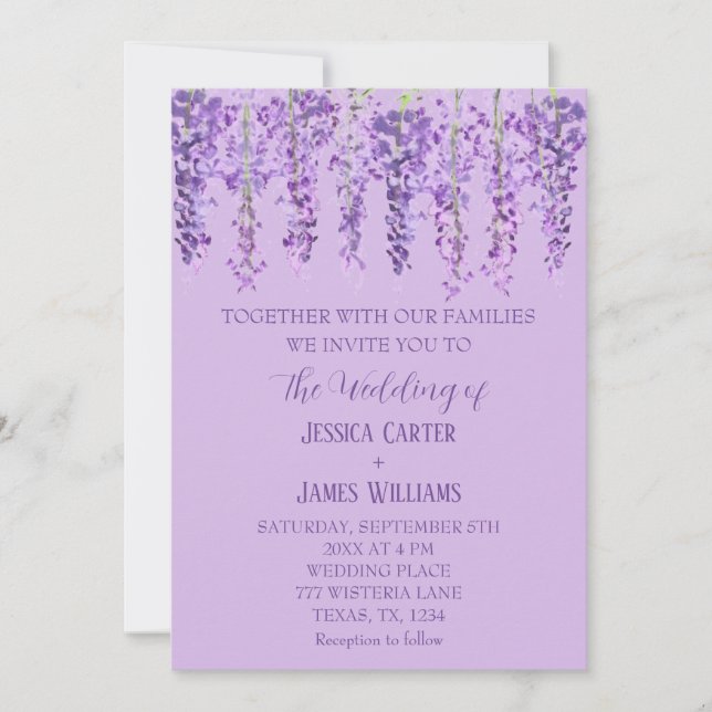 Invitation Mariage de lavande de lavande à l'aquarelle de la  (Devant)