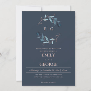 INVITATION MARIAGE DE LAVE DE COULEUR D'EAU EN FOLIAGE ROSE M