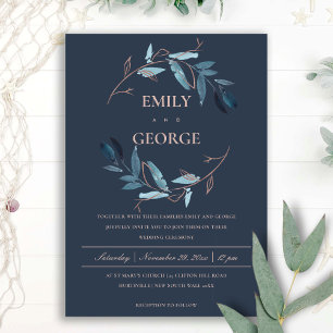 INVITATION MARIAGE DE LAVE DE COULEUR D'EAU EN FOLIAGE ROSE M