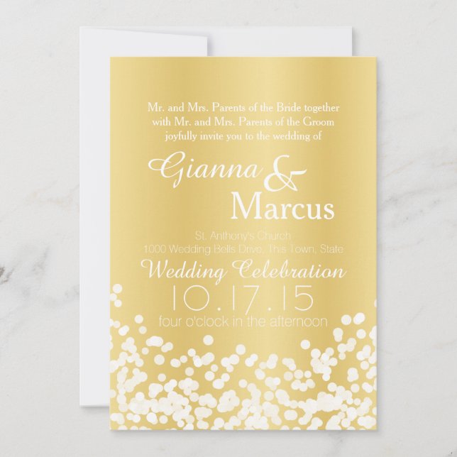 Invitation Mariage de l'effet de lumière or (Devant)