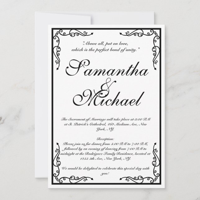 Invitation Mariage de l'église classique (Devant)