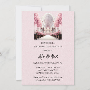 Invitation Mariage de l'église de l'arc floral rose