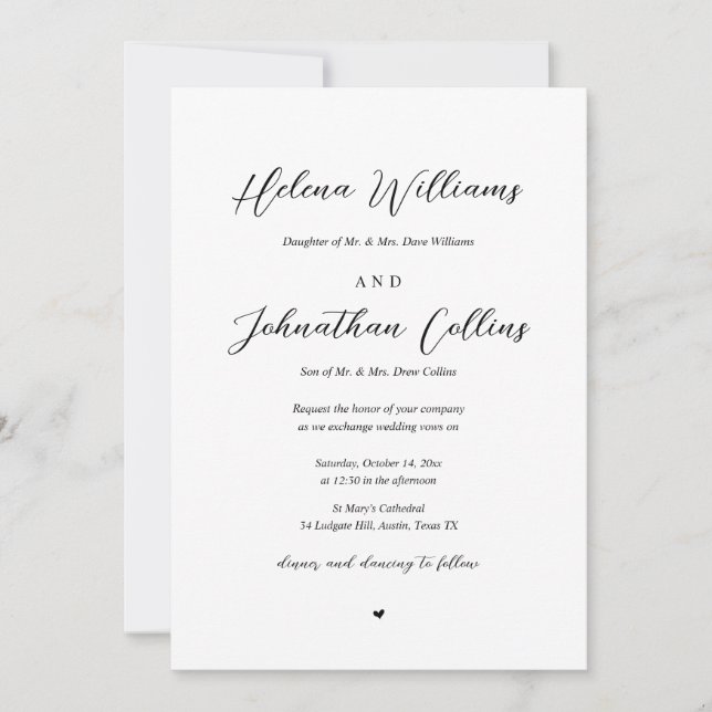 Invitation Mariage de l'église de mariée et de chambre, avec  (Devant)