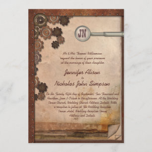 Invitation Mariage de l'ensemble d'écriture mécanique Steampu