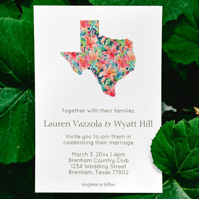 Invitation Mariage de l'état du Texas Bright Tropical Florals (tropical "texas" state flower wedding invitation simple modern beach tropical invitation bright )