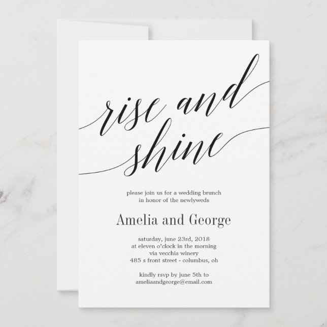 Invitation Mariage de levage et brillant Brunch Script modern (Devant)