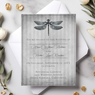 Invitation Mariage de libellules à bijoux en argent