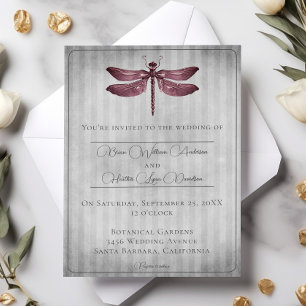 Invitation Mariage de libellules à bijoux Magenta