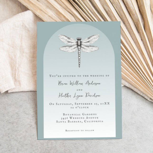 Invitation Mariage de libellules turquoise (Teal Dragonfly Wedding Invitation)